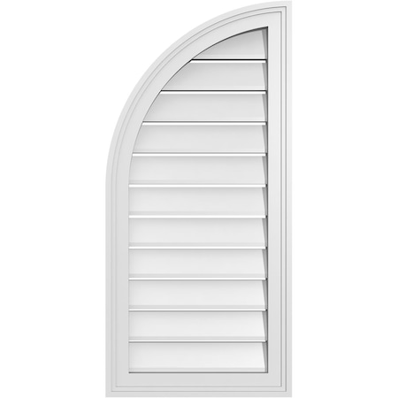 Ekena Millwork Quarter Round Top Left Surface Mount PVC Gable Vent w/ 2"W x 1-1/2"P Brickmould Frame, 16"W x 34"H GVPQL16X3402SF